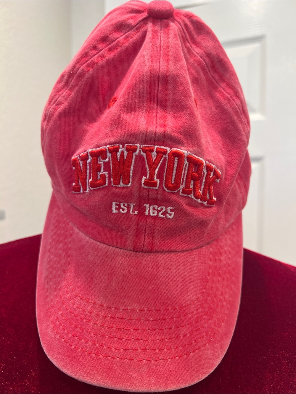 New York Embroidered Baseball Cap - Pink